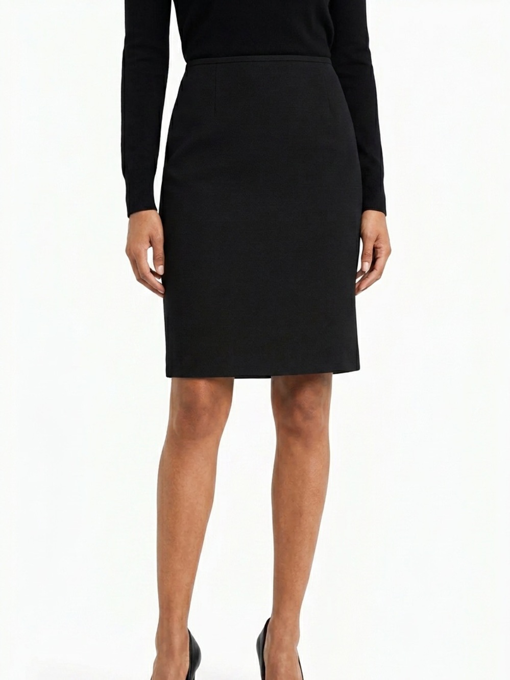 Women's Tahari Suit Set - Black Zip-Front Peplum Jacket and Skirt - Picture 2 of 8